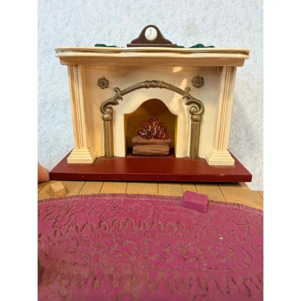 Vintage 1993 Hallmark Bearinger Flickering Light Fireplace Tabletop Display READ